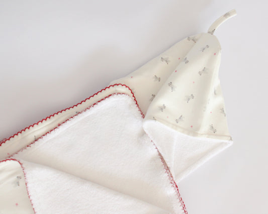 Toalla Capucha Cebra Rojo