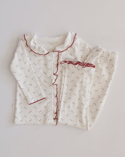 Conjunto Luz Largo Flores Rojas